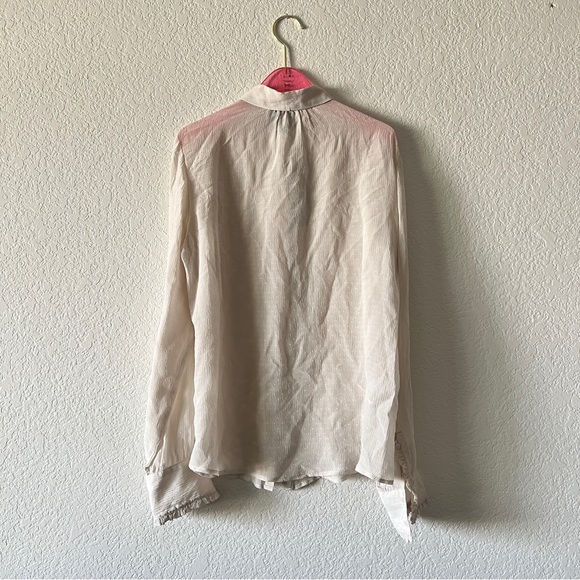 NWT Mango MNG Suit Silk Cream Long Sleeve Blouse Size 8 - Picture 8 of 12